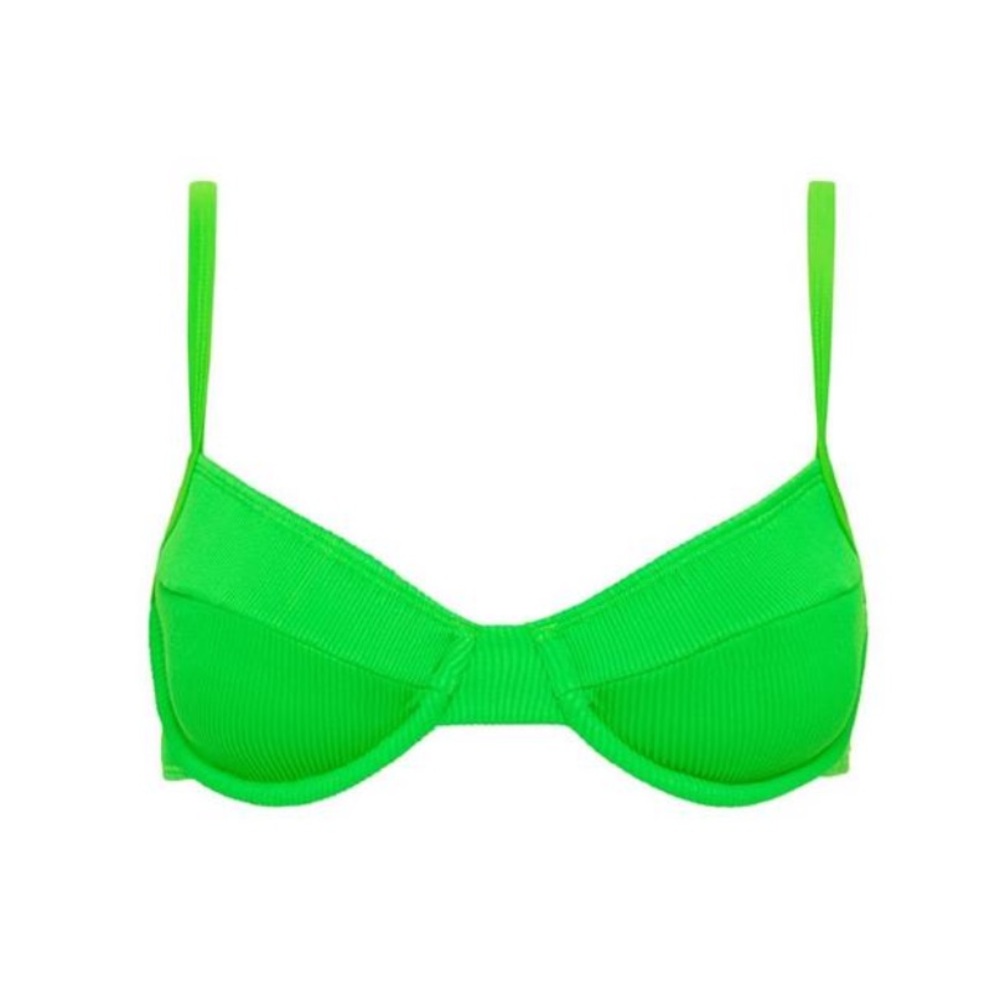 Kulani Kinis Neon Green Ribbed Bikini Top